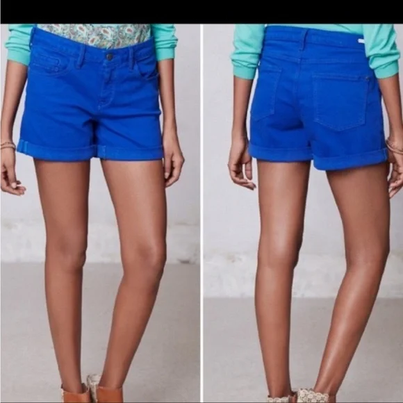 Pilcro & The Letterpress Anthropologie Denim Shorts Size 26 Cobalt Blue - Picture 9 of 9